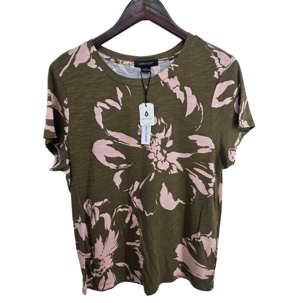 Sanctuary NEW The Perfect Tee Floral Green Pink Size XL